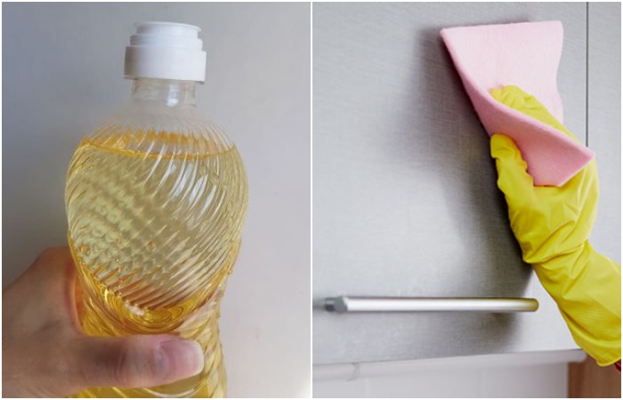 Растительное масло хорошо справляется с жирным налетом Растительное масло хорошо справляется с жирным налетом