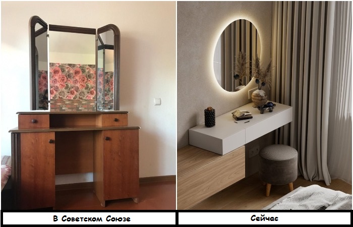 Замените массивное трюмо на лаконичный туалетный столик