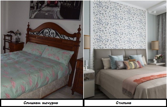 Вместо сложного изголовья оформите акцентную стену