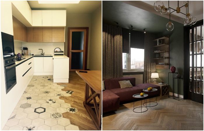 Варианты зонирования с помощью цвета и напольных покрытий Варианты зонирования с помощью цвета и напольных покрытий