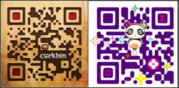 Штрихкоды-логотипы: код для мобильного сайта Louis Vuitton и винного приложения Corkbin