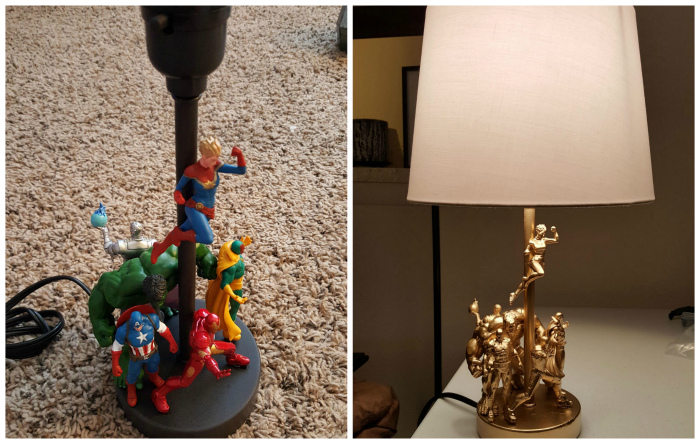 Как превратить старый светильник в произведение искусства с помощью пластиковых фигурок и краски