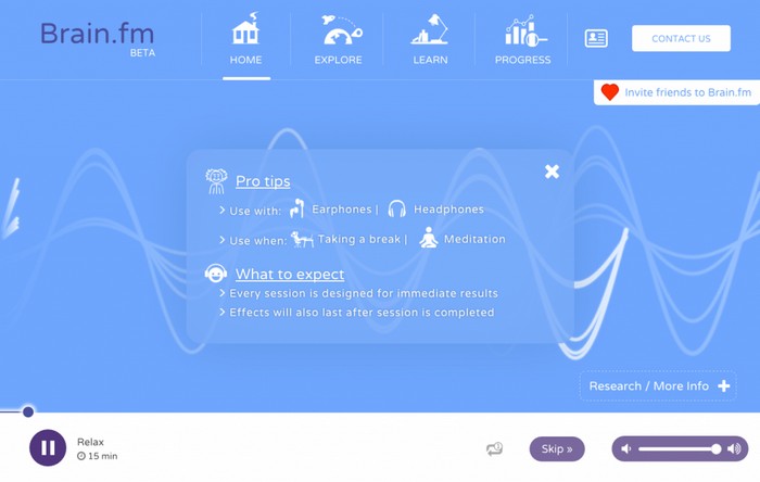 brain.fm – приложение, которое поможет сконцентрироваться на работе или заснуть за считанные минуты