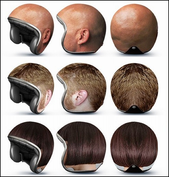 10-ка оригинальных защитных шлемов: лысый шлем и шлем с причёской