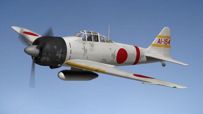 Mitsubishi A6M Zero мог летать со скоростью 500 км в час/ Фото: free3d.com