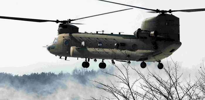 Boeing CH-47 Chinook имеет нестандартную конструкцию тандемного ротора/ Фото: aerospace.honeywell.com