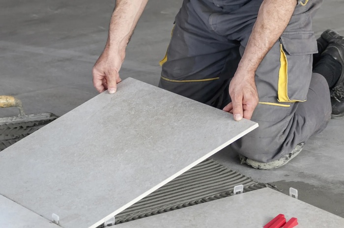 Первоначальная укладка плитки Первоначальная укладка плитки