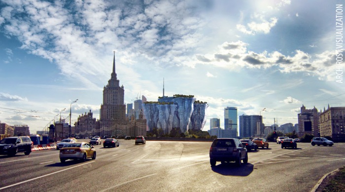 Визуализация футуристического комплекса у Москвы-Сити 