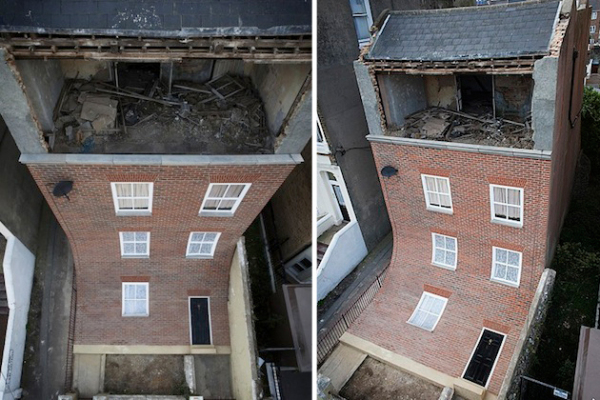 Дом со сползающим фасадом в Великобритании