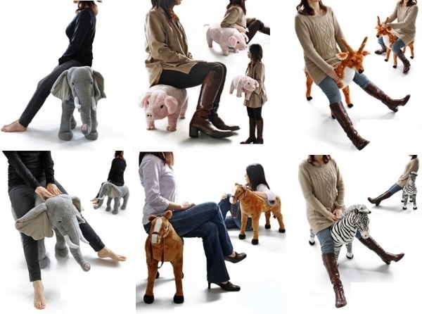 Мягкие игрушки-табуретки Animal stool set - забавная мебель в виде животных от 4 seasons