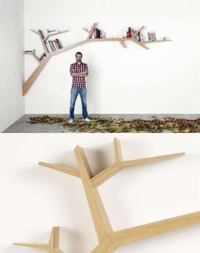 Книжная полка в форме дерева - идея оригинального использования веток в интерьере от Olivier Dolle