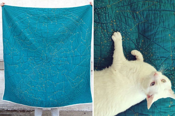 Constellation Quilt от Emily Fischer - необычное одеяло для желающих укрываться звездным небом