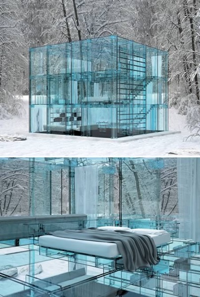Концептуальный стеклянный дом Cliff house от Carlo Santambrogio