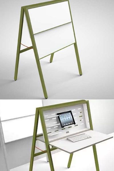 HIDEsk Folding Desk - креативный рабочий стол для тех, кто работает с планшета