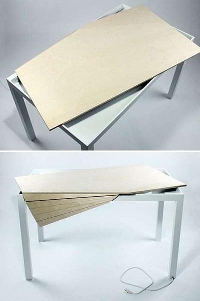 Tambour Table - компьютерный стол с вращающейся столешницей от Michael Bambino
