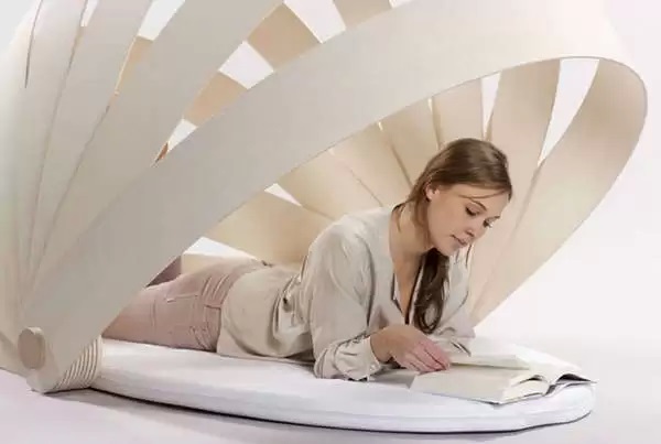 Дизайнерская кровать-'ракушка', укрывающая от посторонних взглядов