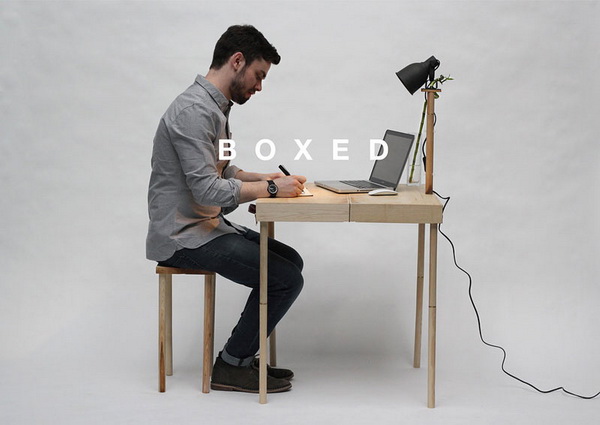Стол, стул и лампа в одном чемодане: BOXED
