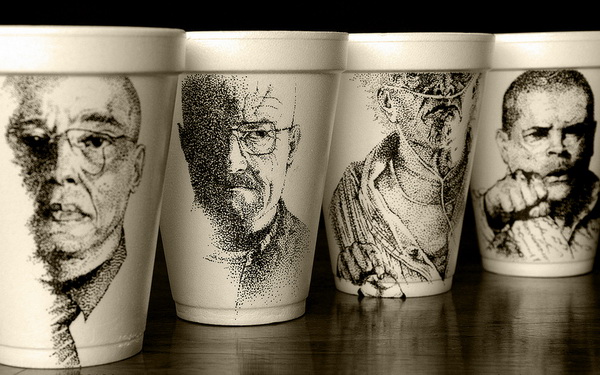 рисунки на стаканчиках из-под кофе от Cheeming Boey 