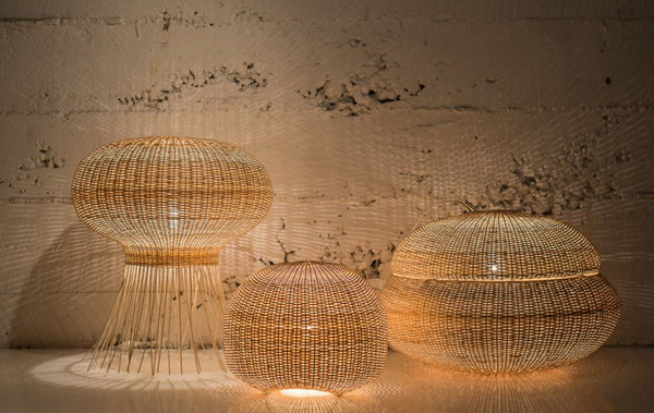 Плетеные светильники в форме медузы, желудя и божьей коровки от Claesson Koivisto Rune