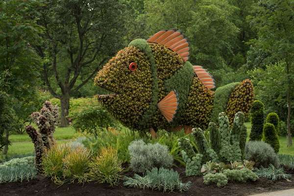 Вечнозеленые скульптуры на Mosaicultures Internationales: искусство, которое создается садовыми ножницами 