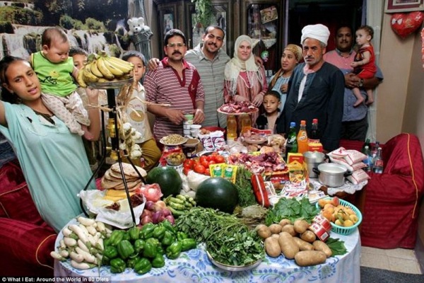 Семья из Египта, тратит на продукты 68,53 $ в неделю