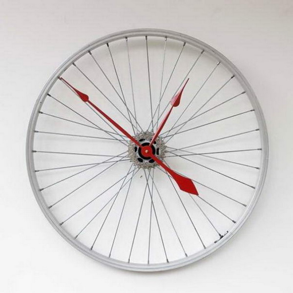велосипедное колесо в роли часов
