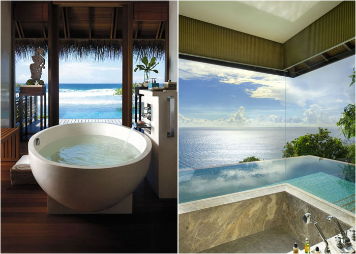 интерьер ванной комнаты с панорамным видом