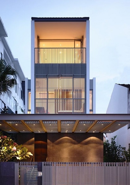 Фасад современного дома в Сингапуре