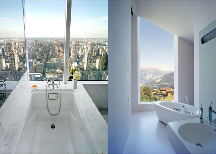 Ванные комнаты с панорамным видом из окна