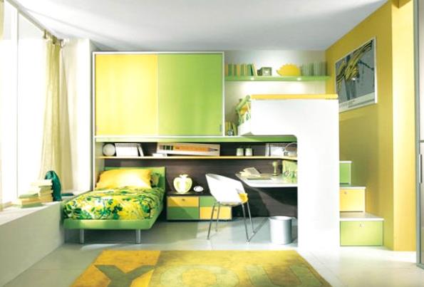 Спальня в зелёныхи жёлтых тонах