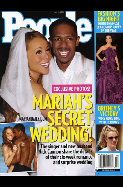 Обложка журнала «People» с фотографией тайной свадьбы Мэрайи Кэри и Ника Кэнона