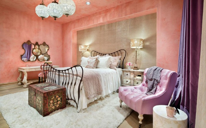 Розовая спальня в марокканском стиле
