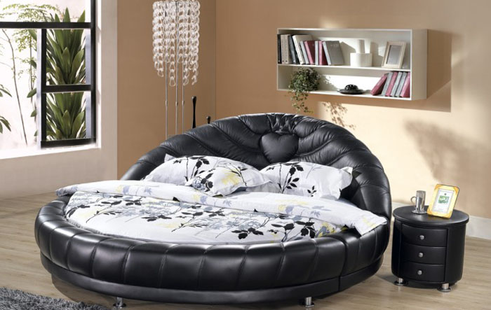 Круглая кровать для стильной и современной спальни