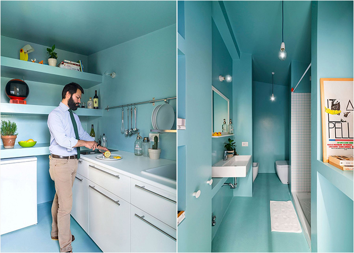 Кухня и ванная в бело-голубых тонах