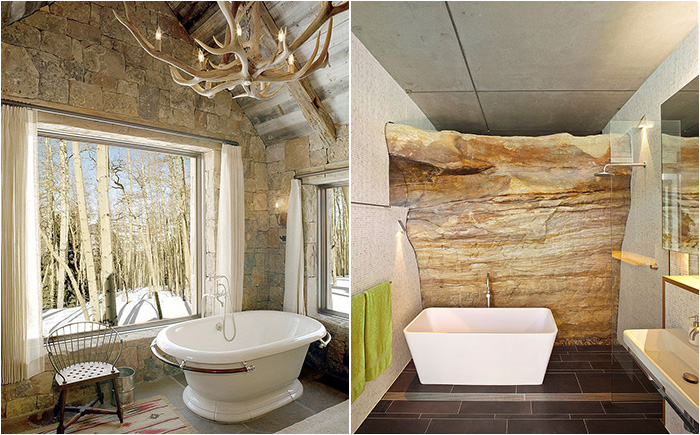 30 потрясающих ванных комнат с каменными стенами на любой вкус