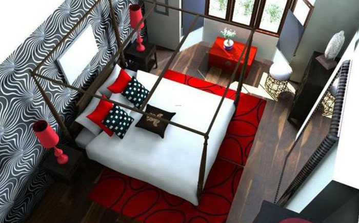 Красно-белая спальня – идеальный вариант для бурного празднования Дня Святого Валентина