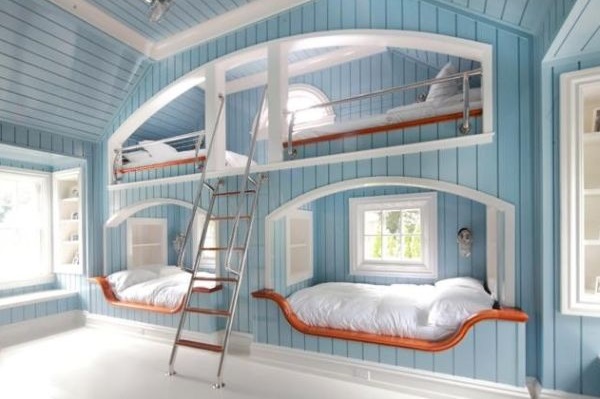 Красивые двухъярусные кровати в морском стиле
