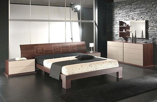 Стильная мужская спальня в коричневых тонах