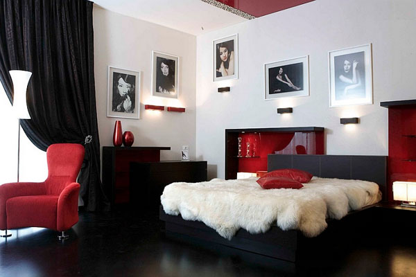 1. Чёрно-белые интерьеры спален в различных стилях