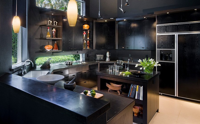 Роскошная кухня от Tomas Frenes Design Studio для любителей чёрного