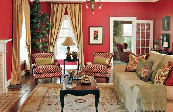 Красная гостиная от Dona Rosene Interiors