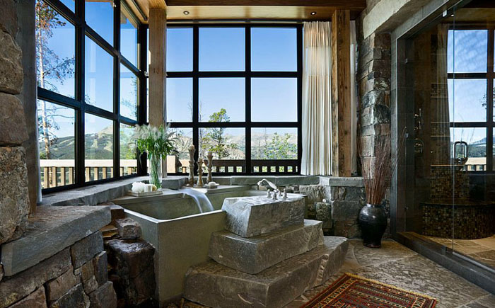 Красота камня в ванной комнате от  Locati Architects