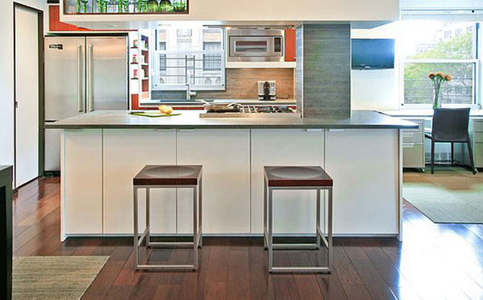 Бамбуковая плитка на кухне от Rodriguez Studio Architecture PC