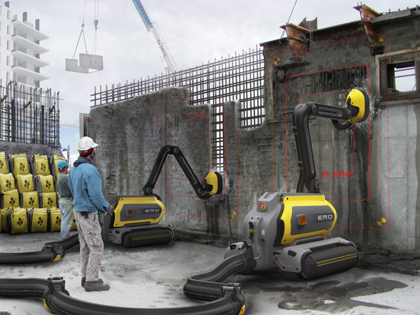Робот ERO перерабатывает демонтированные бетонные блоки