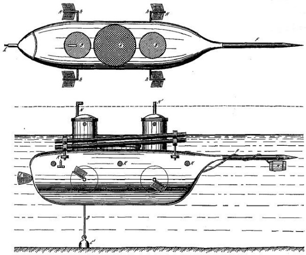 Конструкция первой подводной лодки Шильдера
