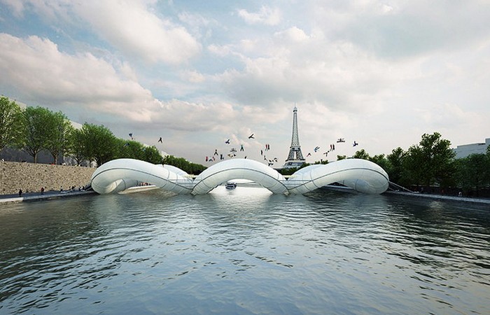 Плавучий мост-батут в Париже от архитектурной студии AZC