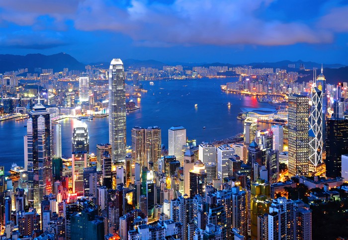Панорама Гонконга в вечернее время