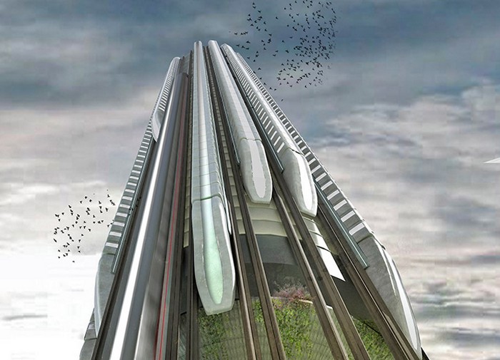 Hyper-Speed Vertical Train Hub – железный вокзал на небоскребе