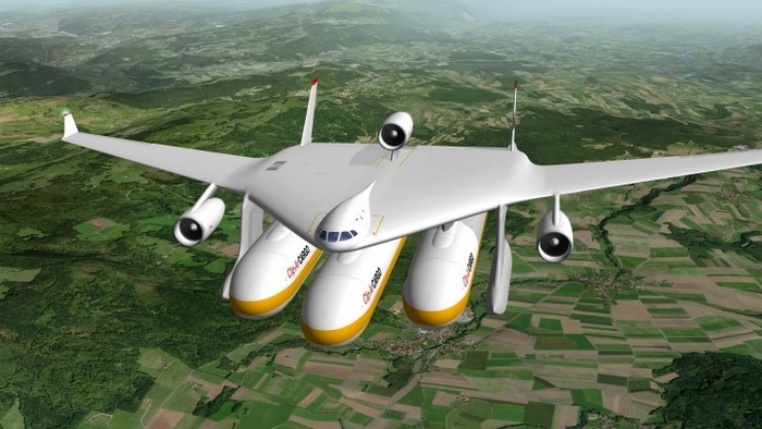 Clip-Air – самолет, который переносит по небу вагоны