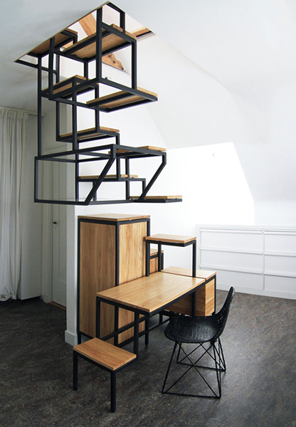 Навесная лестница и системы хранения от Mieke Meijer.